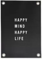 Villa Madelief | Tuinposter Letterbord Happy Mind Happy Life | 70x100cm | Vinyl | Tuindecoratie