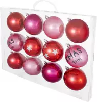 Decosy Plastic Kerstballen Mix (8cm) 12 Stuks Pink