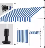 Sens Design Zonneluifel - zonnescherm tuin - zonder boren - blauw/wit - 250cm