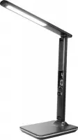 Dreamled LED Bureaulamp - Dimbaar - Lederlook zwart - geïntegreerde klok