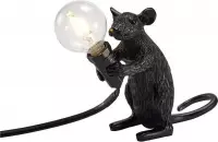 Hype it zittende muis lamp - Lamp dier taffellampje - Tafellamp Slaapkamer - Dieren lamp Tafellampen - E12 - Muislampje - Tafellamp Zwart