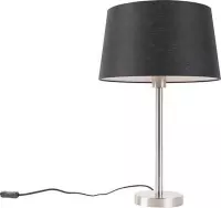 QAZQA simplo - Moderne Tafellamp met kap - 1 lichts - H 525 mm - Zwart -  Woonkamer | Slaapkamer