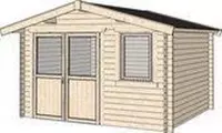 Blokhut Friesland, steigerhoutgrijs geimpregneerd, wanddikte 28 mm 350x400 cm