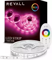 REVALL LED strip - 5 meter - RGB - Luxe afstandsbediening - Plakstrip IP65 Waterproof - Ready to use