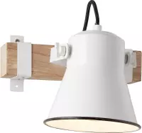 BRILLIANT lamp Ploeg wandspot wit / licht hout | 1x A60, E27, 10W, geschikt voor standaardlampen (niet inbegrepen) | Schaal A ++ tot E | Draaibare kop