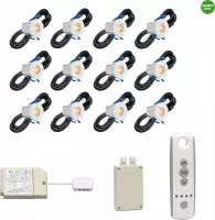 (Complete set) - LED veranda inbouwspot Valencia RTS - set van 12 stuks - Warmwit - Inclusief transformator & 1 x Somfy RTS LED receiver 500 watt & 1 x Somfy RTS afstandsbediening  4 - kanaal