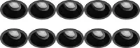 Spot Armatuur 10 Pack - Luxino Zano Pro - GU10 Fitting - Inbouw Rond - Mat Zwart - Aluminium - Kantelbaar - Ø93mm