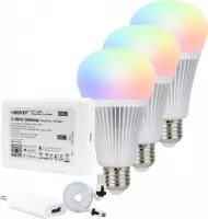 Milight starterspakket 5: 3x E27 RGBWW Wifi lamp met Wifi module Ibox2