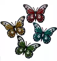 Primus| 4 Mini Vlinders| Decoratie Wandborden| Metaal 3 Art| Cadeau |  Huis en Tuin | Maat van elke vlinder 11,5 x 8 x 0,5 cm