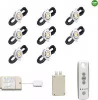 (Complete set) - LED veranda inbouwspot Toledo RTS - set van 8 stuks - Kantelbaar - Inclusief transformator & 1 x Somfy RTS LED receiver 500 watt & 1 x Somfy RTS afstandsbediening  4 - kanaal