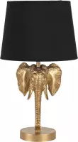 Clayre & Eef Tafellamp Olifant 23*23*41 cm E27/max 1*60W Goudkleurig, Zwart Kunststof Bureaulamp