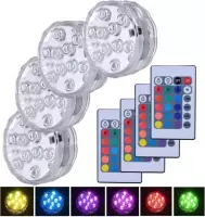 Jumalu LED decoratie unit - 4 stuks - 7 cm - Multicolor LED - in zwembad - in vaas of onder statafel - lampje - onder water verlichting