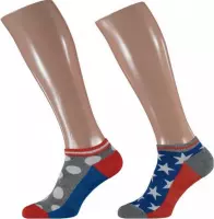 sokken Fashion Sport katoen rood/blauw maat 36/41