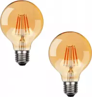 BOTC LED BULB Filament lamp - Ø 8 cm - LED Dimb. - E27 -  2 x 4W 2700K - Amber - 2 stucks