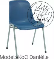 KoC Daniëlle blauw met zilvergrijs onderstel Kantinestoel stapelstoel kuipstoel vergaderstoel tuinstoel kantine stoel stapel stoel kantinestoelen stapelstoelen kuipstoelen kerkstoe