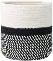 Handgeweven Bloempot - 20cm - White Mixed Black
