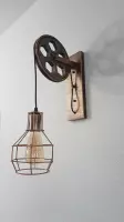 Mooie Industrieel Katrol Lamp incl LED lamp 4w warm wit | wandlamp of plafondlamp