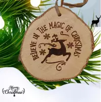 Boomschijf Kersthanger - Believe In The Magic Of Christmas - Handgemaakt
