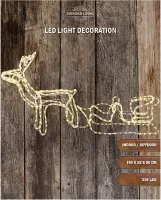 Kerstverlichting Led figuren voor buiten rendier met slee 70 x 80 cm met 24 lampjes warm wit - Verlichte dieren - rendieren