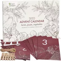 OwnGrown - Seeds Advent Kalender 2021: Prachtige feestelijke adventkalender met Kruidenzaden, Fruitzaden en Groentezaden - Tuinieren DIY Advent Kalender - Plantenzaden Kerstkalender