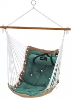 SONGMICS Hangstoel met kussen, XL apenschommel met bekleding, hangstoel met bamboestang, 70 x 120 cm, tot 200 kg belastbaar, binnen en buiten, groen-kaki GDC46CJ