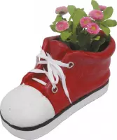 Plantenbak - kunststof plantenbak - schoen plantenbak - rood - 19,5 cm hoog - voor huis en tuin - excl. plant