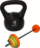 Tunturi - Fitness Set - Halterset 20 kg incl stang - Kettlebell 4kg