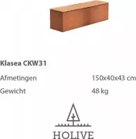 HOLIVE - Klasea CKW31 Zitbank tuinbank Cortenstaal 150x40x43 cm. Cortenstalen bank