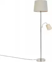 QAZQA retro - Klassieke Vloerlamp | Staande Lamp met flexarm met leeslamp - 1 lichts - H 1580 mm - Grijs -  Woonkamer | Slaapkamer | Keuken
