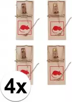 Muizenval - 4 stuks - hout/metaal - muizenvallen / muizenklem