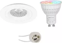 Mi-Light MiBoxer - LED Spot Set GU10 - Smart LED - Wifi LED - Slimme LED - 4W - RGB+CCT - Aanpasbare Kleur - Dimbaar - Primux Rodos Pro - Inbouw Rond - Mat Wit - Ø93mm
