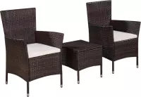 Bistroset poly rattan bruin  (incl. Fleecedeken)