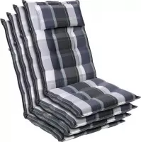 blumfeldt Sylt Set van 4 stoelkussen - zitkussen - hoge rugleuning hoofdkussen - 50 x 120 x 9 cm - UV-bestendig polyester