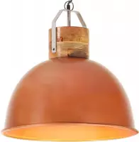 vidaXL Hanglamp industrieel rond E27 51 cm mangohout koperkleurig
