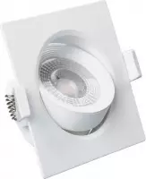 LED Spot - Inbouwspot - Froty Niron - 7W - Natuurlijk Wit 4000K - Mat Wit - Vierkant - Kantelbaar