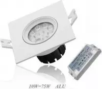 LED Spots 10 Watt  10 LEDs 650 Lumen Warm Wit | Vierkante Witte Behuizing