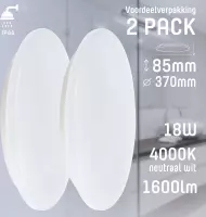 LED Plafondlampen - 18W - 4000K - IP44 spatwaterdicht - 2 x Plafonnière ⌀ 37 cm
