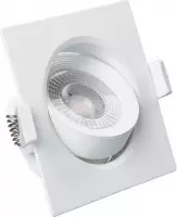 LED Spot - Inbouwspot - Frinto Niron - 7W - Helder/Koud Wit 6000K - Mat Wit - Vierkant - Kantelbaar