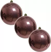 3x Grote oud roze kunststof kerstballen van 20 cm - glans - oud roze kerstballen - Kerstversiering