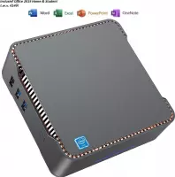 ACEPC - 4K HD - Mini Desk Computer - 6GB RAM - 128GB + 256GB SSD Opslaggeheugen - Intel J4125 - Grijs - Windows 10 Pro - incl. Office 2019 Home & Student t.w.v. €149! (Word, Excel, PowerPoint