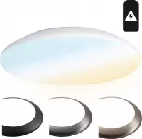 HOFTRONIC - LED Badkamerverlichting - Plafondlamp met noodaccu batterij - Witte Badkamerlamp - IP65 waterdicht - 6500K Daglicht wit - IK10 Stootveilig - Ø30 cm - Voor binnen en buiten - 3 jaa
