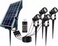 LED Solar tuinspots - set 4 stuks – warm licht – met afstandsbediening