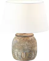 BRILLIANT Amadora tafellamp wit / bruin binnenverlichting, tafellampen, decoratief | 1x A60, E27, 40W, geschikt voor normale lampen (niet inbegrepen) | A ++ | Met snoerschakelaar