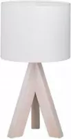 LED Tafellamp - Tafelverlichting - Nitron Ganon - E14 Fitting - Rond - Mat Wit - Hout