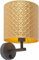 QAZQA - Moderne Wandlamp voor binnen - 1 lichts - D 230 mm - Goud/messing -  Woonkamer | Slaapkamer | Keuken