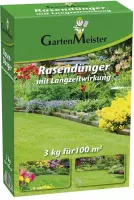 GartenMeister Gazonmeststof met lange-termijn effect, 3kg, bereik tot 100 m²