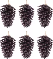 Kerstboomhanger Dennenappel Paars Box 6 Stuks Purple