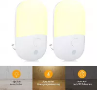 BOTC LED Nachtlampje Stopcontact Duo Verpakking - Nachtlampje voor Kinderen en Volwassenen - Set van 2 - EU Wit-LHX12204
