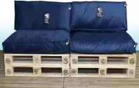 Dubbel Europalletbankje met Royal Velvet Kussens - Div Kleuren - Blauw