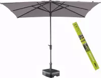 Vierkante parasol taupe met voet en hoes! Madison Syros 280 x 280 cm